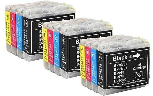 Go Inks 3 Set of 4 Ink Cartridges to replace Brother LC970 and LC1000 Compatible/non-OEM for Brother DCP, MFC, FAX Printers (12 Inks)