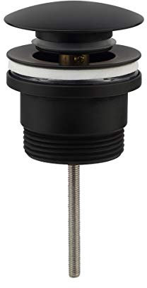 Válvula Clic Clac universal Black. Desagüe Push-up de lavabo y bidet, con acabado en negro mate. Tuerca de 1 1/4. Fabricada en latón