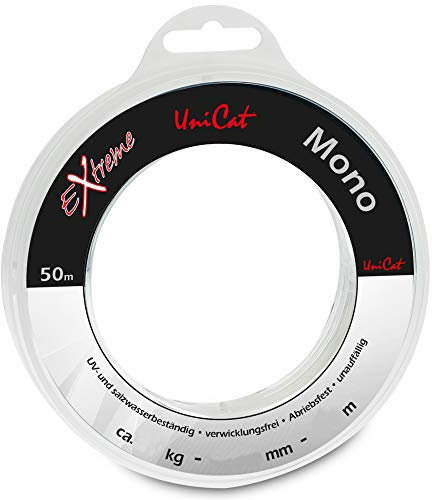 Uni Cat Unisex – Erwachsene Extreme Mono 50m-Vorfachschnur zum Wallerangeln, Monofile Schnur für Wallermontagen, Wallerschnur, Vorfachmaterial, Durchmesser/Tragkraft:1.15mm / 48.4kg, Weiß