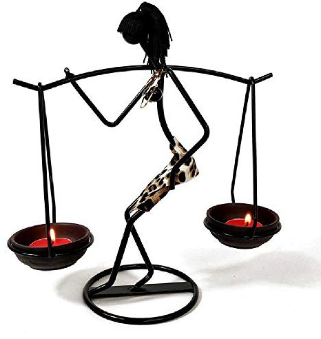 HLCKLYCX Iron Man Candlestick African Pick Girl Candle Holder Exotic Wind Home Desktop Decoration