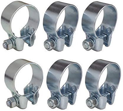 6 unidades Abrazadera de tubo de escape, diámetro a elegir, banda ancha, abrazadera de tubo, abrazaderas (6 unidades) Diámetro 52,5 mm)