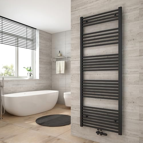 Heilmetz Anthrazit BadHeizkörper 60 x 160 cm Handtuchtrockner Bad-Heizkörper Handtuchheizkörper Mittelanschluss Heizung 761 Watt Leistung Handtuchwärmer