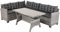 Casaria® Polyrattan Ecklounge Set WPC Esstisch Ecksofa inkl. 7 cm Sitzauflagen 15 cm Kissen Wetterfest Outdoor Lounge Garten Terrasse Balkon Möbel Grau
