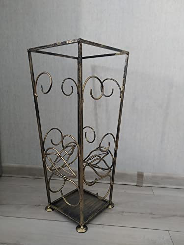 FKL DESIGN Home Deco Schirmständer Regenschirmständer Schirmständer Ständer Antik Metall Gold patiniert