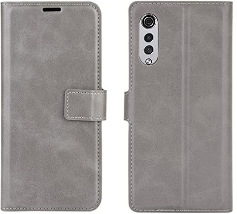 Kezaizhe Klapphülle für LG Velvet Hüllen PU Leder Wallet Schutzhülle Schutz Mobiltelefon Flip Back Cover für Velvet LG Velvet 5G 4G LTE Tasche Handy Zubehör (Gray)