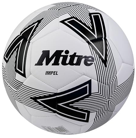 Mitre Impel Training Football With Ball Pump, White/Black, Size 3
