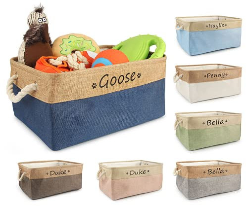 CZD Dog Toy Box Personalised Name,Personalised Dog Toy Box,Dog Toy Box Storage Large,Dog Storage Box,Gifts From The Dog,Food Storage for Dogs (L 41X32X21cm)
