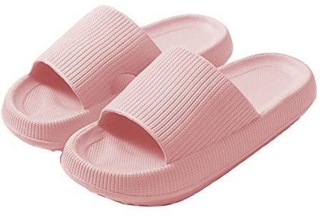 Yeeteepot Estive Ciabatte Uomo Donna Comodo Spiaggia Sandali Antiscivolo Doccia Scarpe Casa Suola Spessa Ciabatte Morbide Nuvola Pantofole, Rosa 36/37 EU