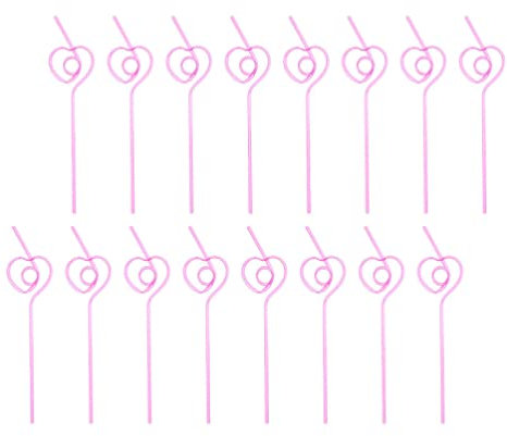 25pcs Heart Shape Reusable Straws Valentines Drink Straws for Parties to Use for Mugs Wine Glasses and More
