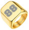 Bestyle Siegelring Herren mit Gravur Quadrat-ring Herren Erinnerungsgeschenk Signetring Mädchenring Hip Hop Ring Gold 65