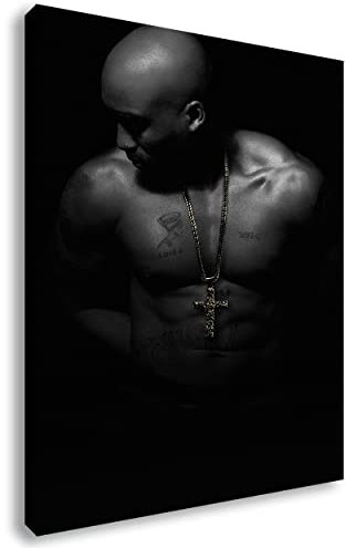 Artis Prints Leinwandbild 2Pac | Schwarz Weiß Fotografie, Tattoos - Körper, Inneneinrichtung Deko, Klein bis XXL, Wohnzimmer Schlafzimmer