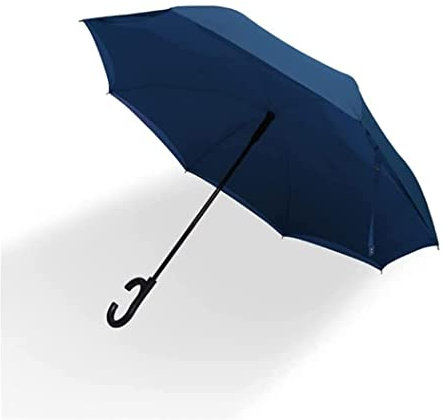 Habrur Schirm Regenschirm Sturmfest Großer Golf Regenschirm Auto Open Reverse Regenwinddicht Umgedreht. Regenschirme Sturmfest (Color : Blue, Size : 86cm)