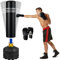 GOPLUS 175 cm hoher Freistehender Boxsack mit Boxhandschuhen, 12 Saugnäpfe, Doppelstoßdämpfer, dämpfender Baumwolle, Trainingssack aus Kunstleder, Stand-Kickboxsack für das Fitnessstudio & zu Hause