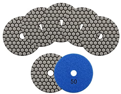 KURSTOL Diamant Polierscheibe Set Trocken - 4″/100mm 7st Polierpads Körnung 50, Granit Marmor Kunststein Quarz