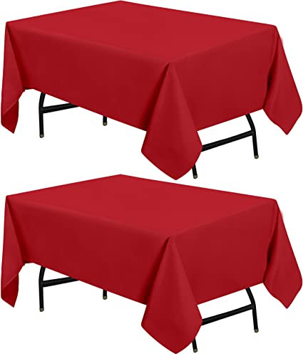 Utopia Kitchen Polyester Tischdecke 132 x 180 cm (2er-Pack, Rot) Maschinenwaschbare Tischdecke Ideal für Partys, Veranstaltungen, Hochzeiten und Restaurants (52 x 71 Zoll)