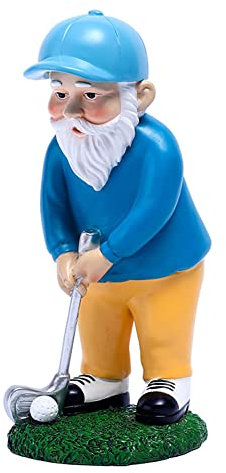 MOOCOCO 21,6 cm große lustige Golf-Zwerge-Statuen, Outdoor-Golfspiel-Gartenzwerg-Statue, Terrasse, Hof, Rasen, Schreibtisch, Heimbüro-Dekoration, Harz-Zwerge-Figur, 1 Stück