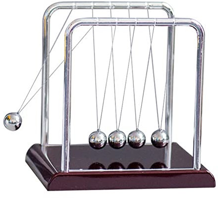 Tuzsocr Quadratische Form Waage Pendel Ball, Wiege Newton in T-Form, Gleichgewichtsbälle im U-Stil, rote Basis, für Kinder, Erwachsene, Büro, Haus, Physik, lustige Dekoration (Stil 1)