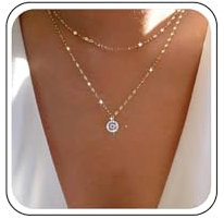 TseenYi Vintage Geschichteten Bösen Auge Anhänger Halskette Gold Auge Halskette Kristall Bösen Auge Halskette Glanz Cz Anhänger Choker Halskette Runden Kubischen Schmuck Für Frauen Und Mädchen