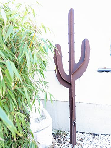 Zen Man Edelrost Gartenstecker Rost Gartenskulptur aus Metall Garten Figure Kaktus Rost (032193:40 * 6.5*H150cm)