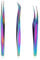 Lot de 3 pinces à cils en acier inoxydable avec pointe incurvée