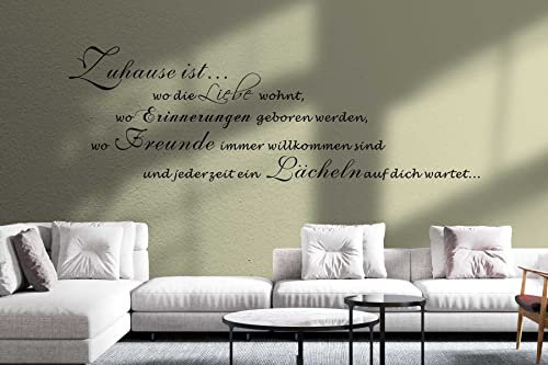 Wandtattoo Spruch Zitat Zuhause ist, wo die Liebe wohnt, wo Erinnerungen geboren werden,... 6 Größen und 30 Farben zur Wahl WZT85 (Größe 5: ca. 137 x 45 cm, 043 Lavendel)