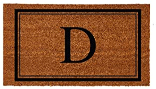 Evergreen Flag Monogram Letter D Entrance Doormat | 28 x 16 inches | Dirt Catching Natural Coir | All-Season | Non-Slip Backing | Indoor and Outdoor Home Decor