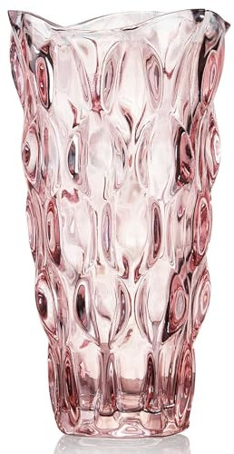 CEMABT Jarrones de Vidrio para Flores, jarrones Gruesos de 3 Libras Estilo Morden para mesas de Mesa, decoración de tu hogar con Vidrio, floreros Grandes Coloridos clásico y Rosa Transparente (Rosa)