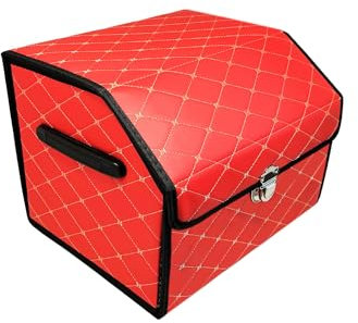plastific Multi-Compartment Car Boot Organizer, Non-Slip Tidy Boot Bag - Essential Car Accessories, Heavy Duty Collapsible Foldable Shopping Tidy Storage Travel Box (Red - 38 * 31 * 29cm)