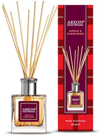 Areon Home Luxury Parfüm Schilfrohr Diffusor + 10 Rattanstäbchen Apfel & Zimt 50ml