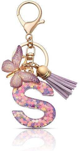 CHUQING Schlüsselanhänger Mit Anfangsbuchstaben - Buchstabe, Schmetterling Anhänger - Keychain Geschenk Für Mädchen Und Frauen