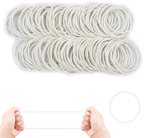 400 Stück Natürlich Gummibänder 38mm Gummiringe Elastische Gummi Bänder für Haare, Haushalt,Stifte, Katapulte, Rechnungen, Bankpapier, Bürobedarf-Weiß