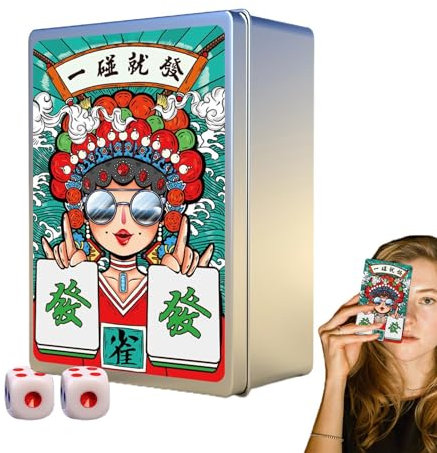 Wlikmjg Mahjong-Kartenset, Mahjong-Reiseset - 146 Stück/Set Mahjong-Spielkarten, Majhong Games, tragbare, verdickte Karten für Pokerspiel, Festival, Picknick, Heimunterhaltung