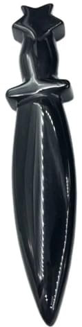 AtkitS Cristal Obsidiana Natural Daga Cristal Tallado corazón Cuchillo artesanías Hombres Regalos Magia talismán Bruja Suministros (Size : 1PCS)