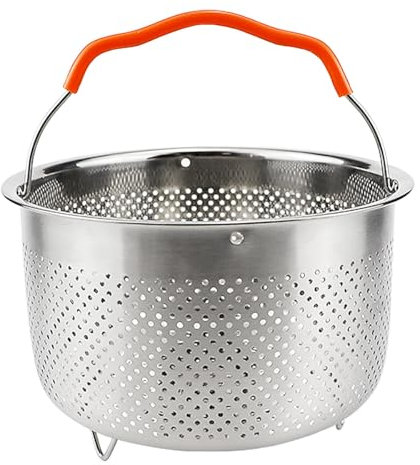 ZJIVQO Steamer Basket for Instants Pot Steamer Insert Baskets with Silicone Covered Handle Stainless Steel Vegetable Steamer Basket for Pots Dumpling Rice Veggie Fish Seafood Cooking,3L