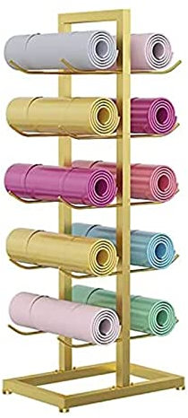 5 Tier Yoga Mat Rack Modern Yoga Mat Rack Storage Holder Foam Roller Rack Home Gym Equipment Storage for Pilates Mats/Foam Rollers
