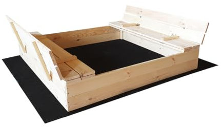 Ourbaby Verschließbarer Sandkasten mit Deckel und Sitzbänken - 120 x 120 cm