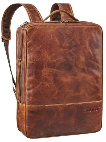 STILORD 'Dash' Zaino 2 in 1 XL Messenger Bag in Pelle per Laptop 15-16 Unisex Multifunzionale Ibrida Attaccapanni Business Tracolla Antifurto, Colore:cannes - marrone