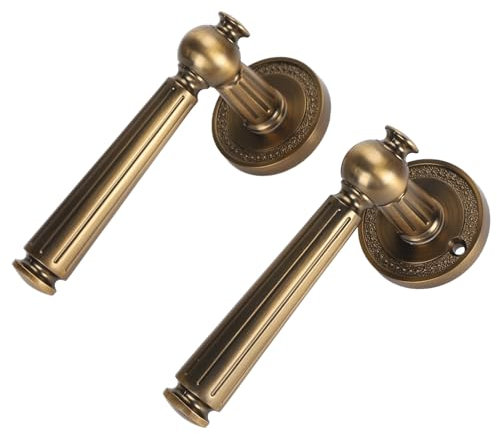 OPPWONG Antique Brass Door Knobs, Bronze Door Knobs Door Handle Interior Exterior Door Lock Lever Bedroom Door Lock Door Handle Lock with Key for Bedroom Bathroom Privacy