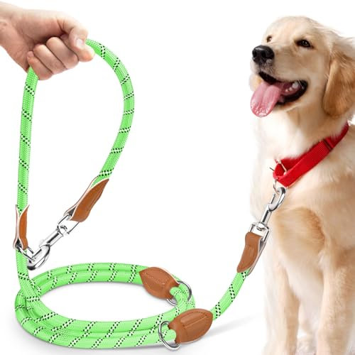 PETCOOZ Laisse Réglable 3 m, Laisse Multifonctionnelle 3 Points pour 2 Chien, Longe avec Fils Réfléchissants pour Chien de Petite à Grande Taille pour Promenade, Dressage, Entraînement