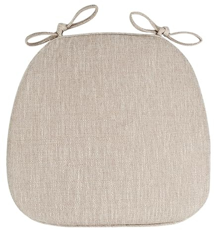 Sitzpolster Stuhl, Stuhlkissen 43x41 mit Bändern, Stühle für Draußen Sitzkissen rutschfest, Waschbar halbrund Kissen mit Abnehmbarem Bezug, Dauerhaft Stuhl Kissen (Beige, A)