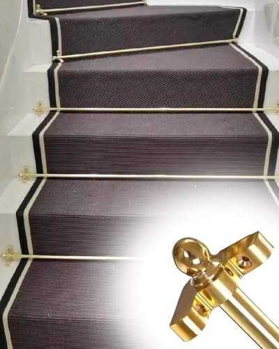 AVLLSO Stufenteppichstange Poliertes Gold-Treppenläufer-Stangen-Set für Wohnen, Hohle Treppenteppich-Läuferstangen mit kugelförmigem Endstück, 19 Zoll - 57 Zoll(10 Pack,85cm/33.5in/2.8ft)