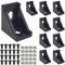 10 Set Black 2020 Series Aluminum Extrusion Profile Corner Bracket, L Shape Connectors wtih 20 Pcs M5 T Slot Nuts + 20 Pcs M5 Hex Bolts for 1/4 20/20 V T Slot Rail Perfil Extruded Aluminum Connect