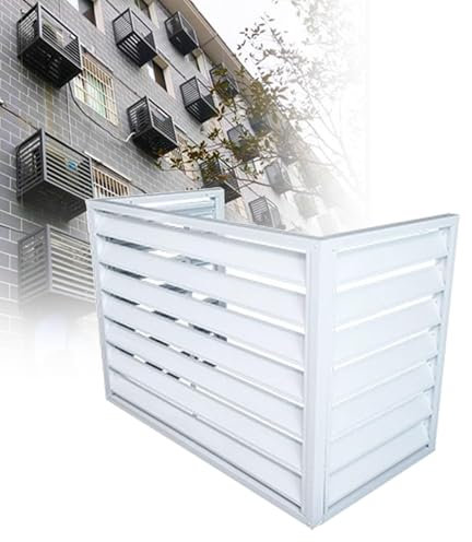 Außenklimaanlage Abdeckung Verkleidung Aus Aluminium Wasserdichter Klimaanlagen Schutzabdeckung for Haus Rechteck Outdoor Fenster AC Einheit Split Schutzgitter,Weiß,110x60x80cm