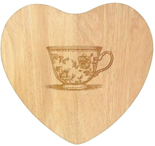 Azeeda 'Single Vintage Teacup' Wooden Heart Shaped Chopping/Cutting Board (WB00084426)
