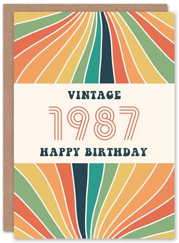 Artery8 Vintage Retro Him Her Rainbow Born 1987 Aged 38 Years Old 38th Birthday Card Mum Dad Gran Grandad