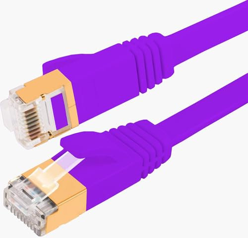 ATEK 20 m Cat7 Ethernet Cable – High-Speed SSTP RJ45 LAN Cable, 10Gbps 600MHz Shielded Pure Copper Network Cord for Router, Modem, PS5, Xbox, Switch, Gaming (Purple)