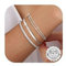 CASSIECA 3Pcs Armband Damen 925 Sterling Silber Armbänder Silver 925 Fischgräten Perlen Armband Set Verstellbare Stapelbare Kettenarmband Schmuck für Damen Mädchen