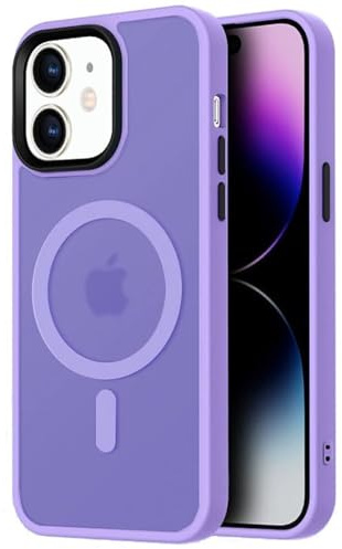 Mixroom - Cover Custodia Bumper Opaco per iPhone 11 Compatibile con MagSafe Accessori Cerchio Magnetico Integrato Retro Semitrasparente Bordo Morbido in TPU Silicone Lilla