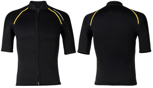 Yihuimin Men 1.5mm Neoprene Wetsuits Top Short Sleeve Rash Guard Shirts Professional Swimwear Black XL