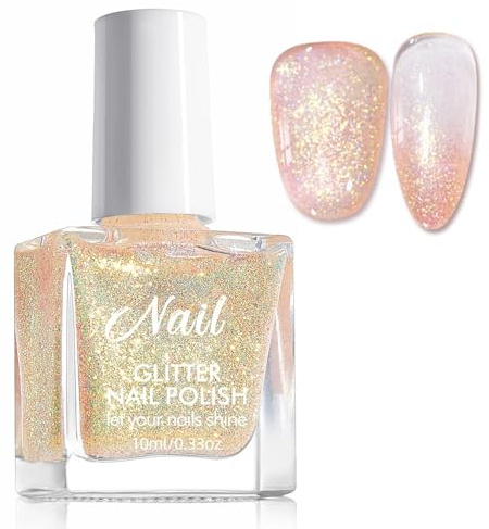 Glitzer Nagellack - Ungiftiger Gold Nagellack auf Wasserbasis, Schnell trocknend & Langanhaltend Shimmer Farblack, Reflective Glitter Quick-Dry Nail Polish für DIY Nagelkunst Maniküre zu Haus (GOLD)